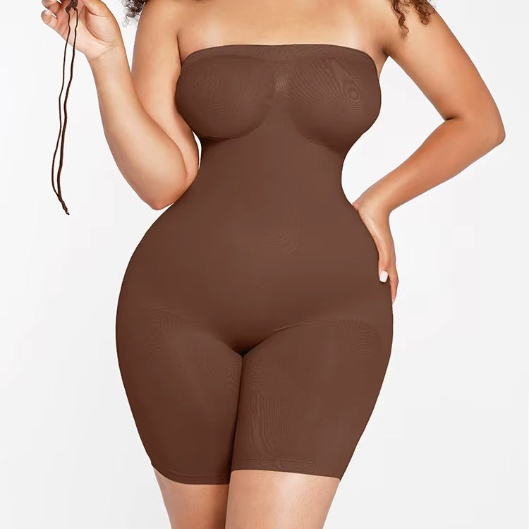 Body modelujące bez ramiączek z nogawką