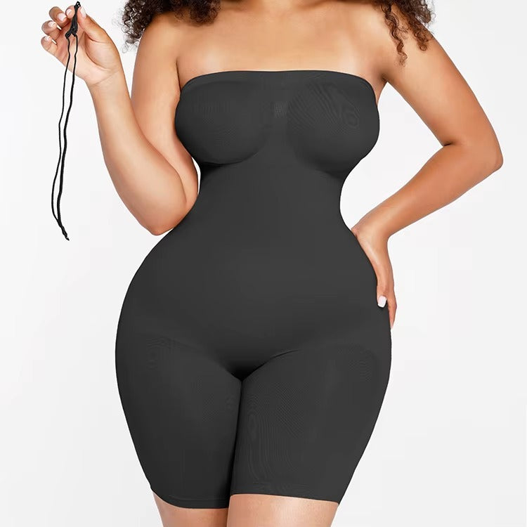 Body modelujące bez ramiączek z nogawką