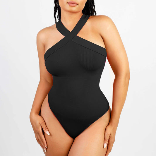 Body modelujące z dekoltem na krzyż i stringami