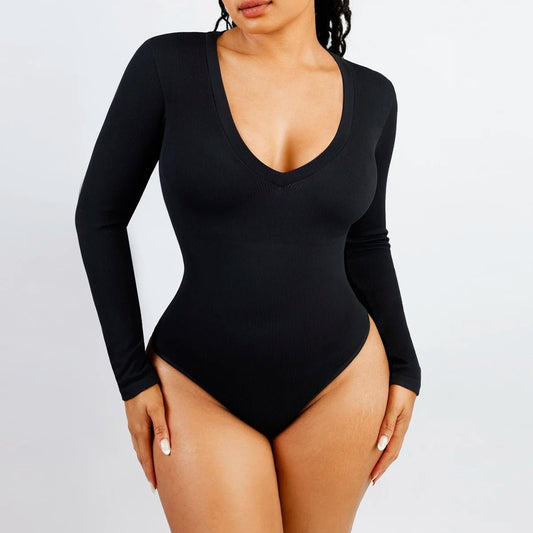 Body z długim rękawem scoop neck